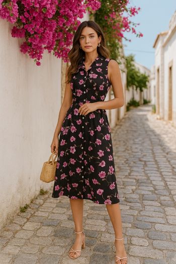 Magnéfique robe multicolore en motif fleuri 100% viscose taille 36 eve girl