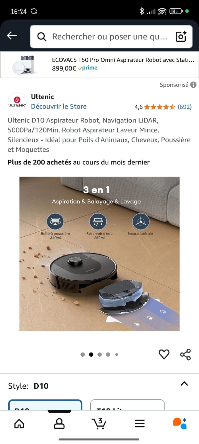 Aspirateur ultenic D10 x2 - photo numéro 9