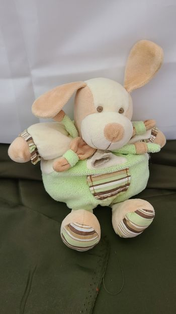Doudou et compagnie chien beige vert copain Z'amigolos
