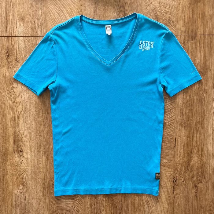T.shirt bleu G-Star Raw pour homme, taille M (taille petit) - photo numéro 2