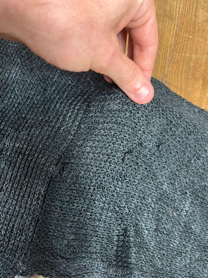 Pull maille vintage motifs noir gris L - photo numéro 11