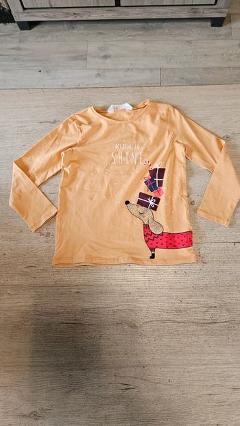 T shirt orange clair à manches longues, H&M, 4/6 ans, nickel