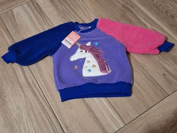 Pull fille enfant hiver chaud Licorne violet rose