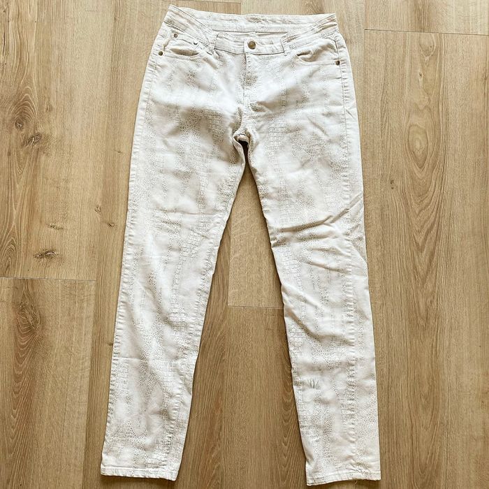 BS Fashion Vintage Slim Jeans Crocodile Pattern Blanc Femme Exclusive Collection (Taille 42) - photo numéro 3