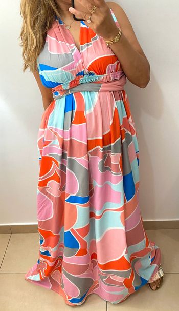 Robe longue colorée dos nu taille 38