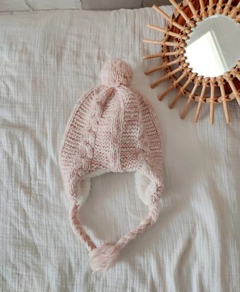 Bonnet péruvien torsadé rose