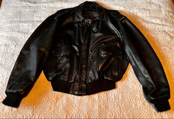 Veste en cuir noir Vintage - XL
