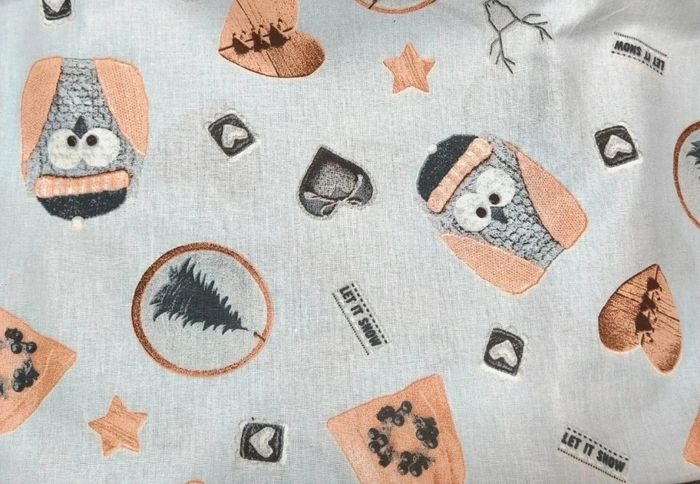 Lot 4 Coupons tissus coton imprimés Hibou - photo numéro 5