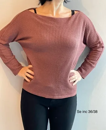 Pull mi saison manches 3/4 rose poudré