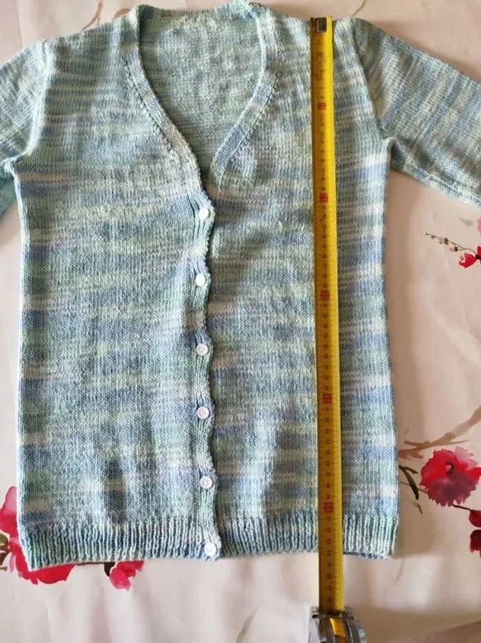Pull et gilet tricotés main multicolores - photo numéro 2