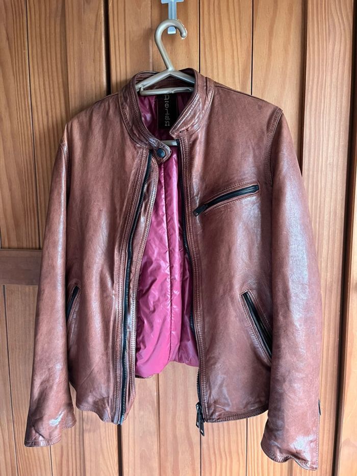Très belle veste en cuir marron Dëlan - photo numéro 2