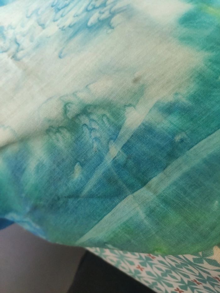 Grand foulard paréo tie and dye bleu vert - photo numéro 6