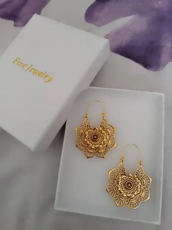 Créoles orientales dorées acier inoxydable