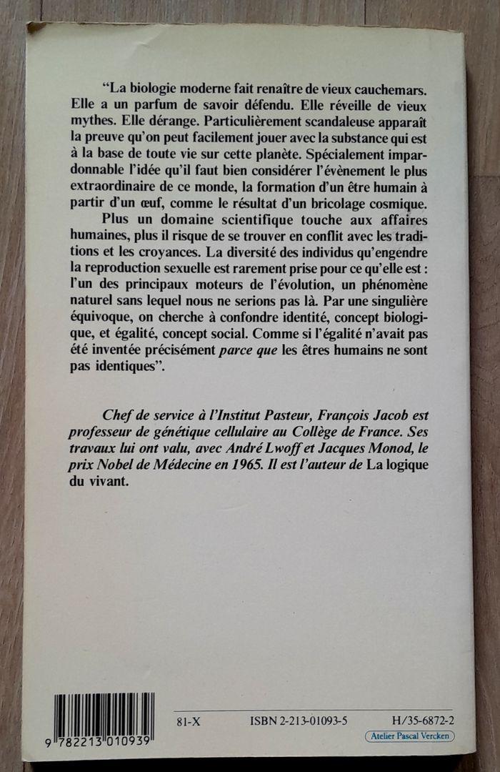 François Jacob - le jeu des possibles - essai sur la diversité du vivant (science) - photo numéro 3