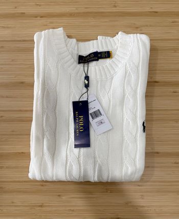 Pull Ralph Lauren torsadé blanc taille M