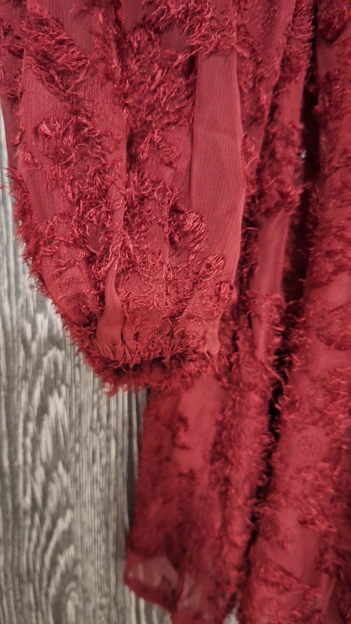 Robe patineuse motifs duveteux bordeaux - photo numéro 4