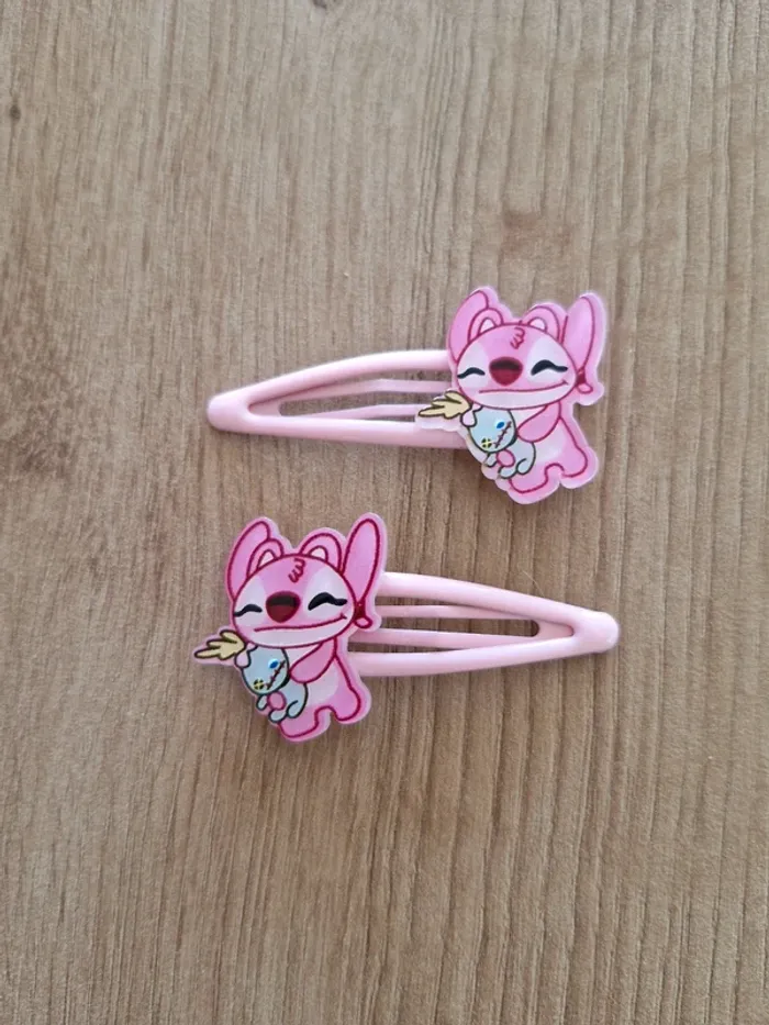 Lot 2 barrettes rose – personnage Stitch Neuve