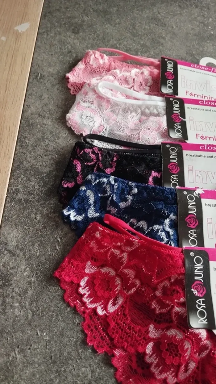 Lot de 5 culottes dentelle femme divers coloris taille 34/36 - photo numéro 4