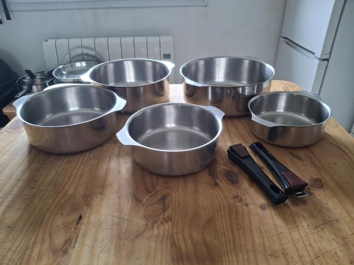 Batterie 5 casseroles en inox 18/10 et cuivre letang et remy