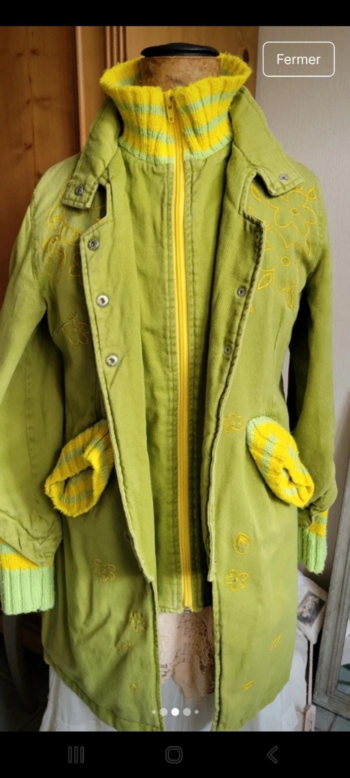 Manteau très original vert/jaune - photo numéro 7