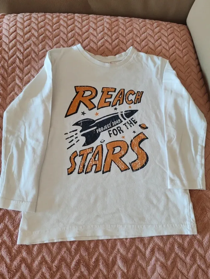 T-shirt garçon 6 ans blanc tape à l'œil comme neuf - photo numéro 6