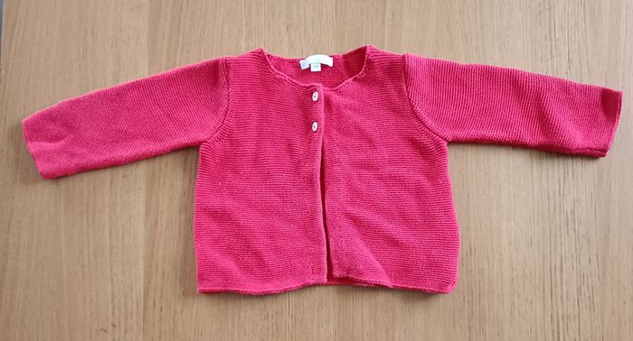 Gilet Cardigan en maille Jacadi rouge 12 mois fille - photo numéro 2