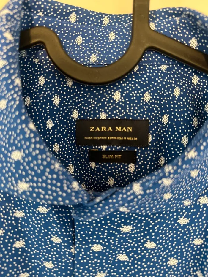 Chemise Zara – Bleu à motifs blancs – Taille M - photo numéro 3