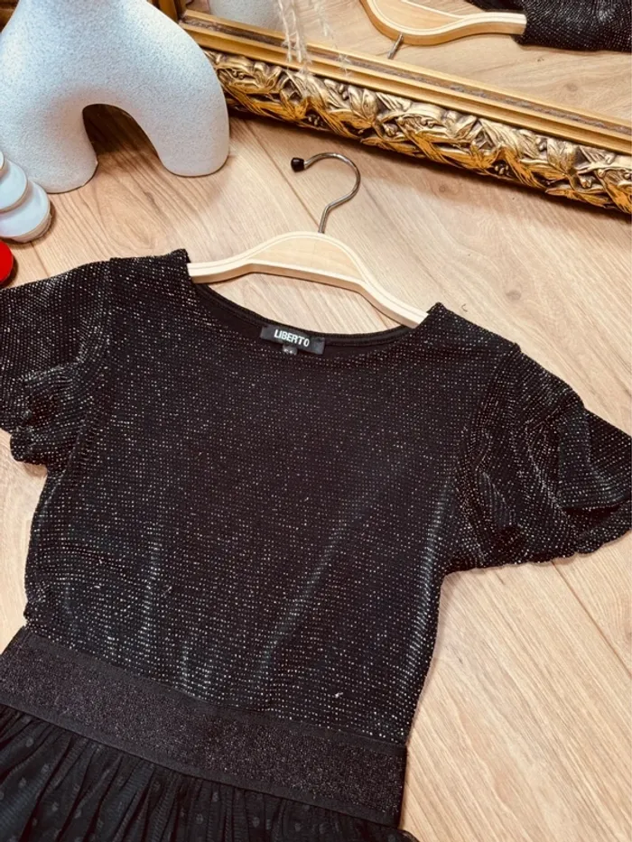 Taille 5 ans robe fête fille Liberto noire argenté * scintillant tulle * 🎄 - photo numéro 2