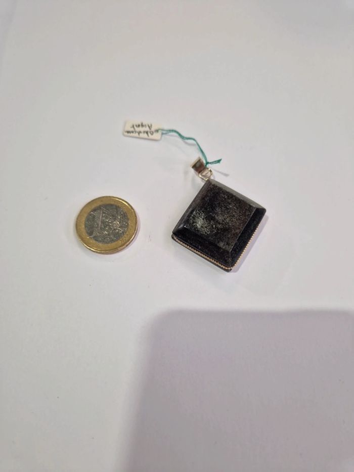 Pendentif obsidienne argentée Mexique