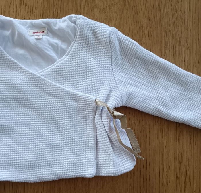 Gilet Brassière en maille doublé Catimini 9 mois blanc fille - photo numéro 4