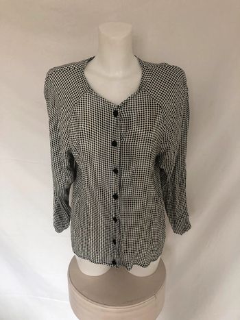 Blouse vintage motif pied-de-poule 42 44 excellent état