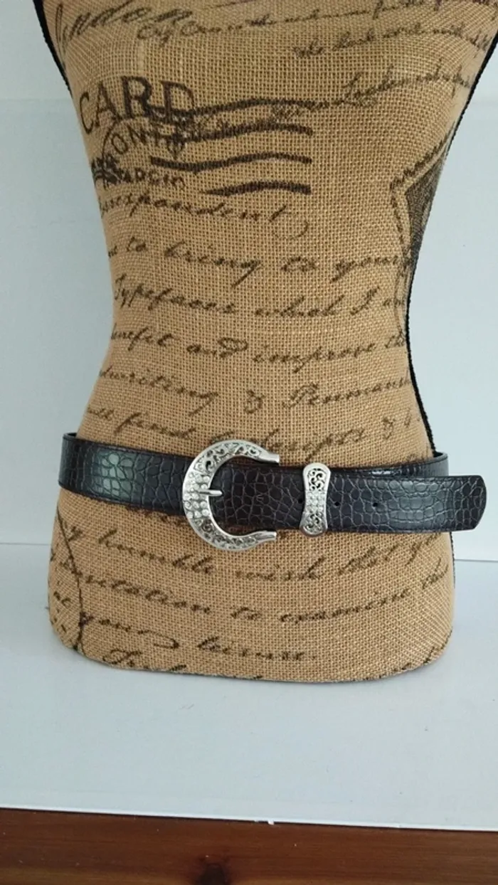 Ceinture marron style écaille 90 cm femme - photo numéro 4