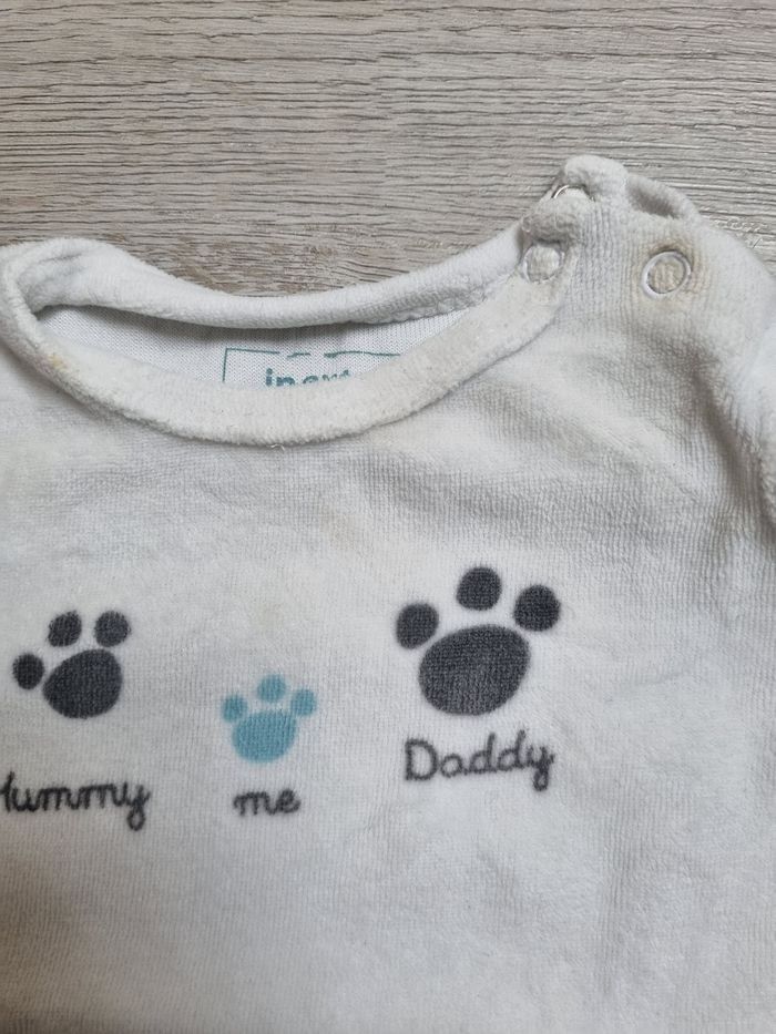 ​Pyjama Bébé 6 Mois Velours "Mummy Me Daddy" Chaud Hiver Tres Bonne Etat - photo numéro 2