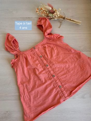 Haut debardeur fille rose corail Tape à l’œil  4 ans