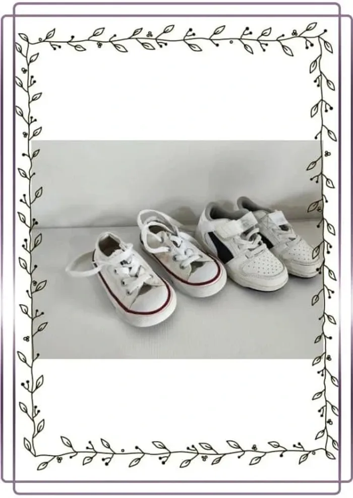 Lot de 2 paires de chaussures puma et converse bon état mais quelques tâches, taille 23
