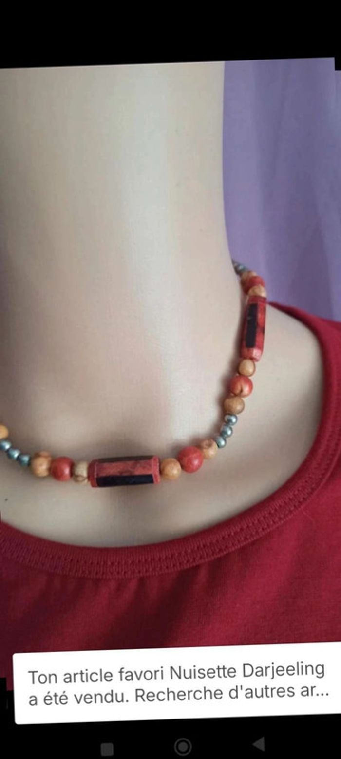 Collier ras de cou naturel orange - photo numéro 3