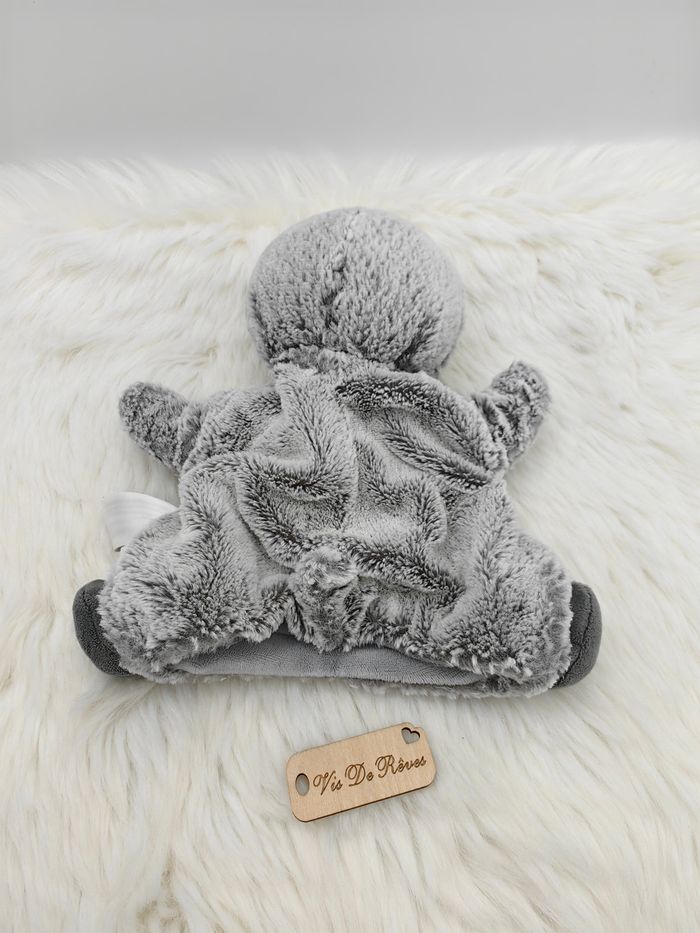 Doudou peluche marionnette Pingouin Tex Baby gris blanc - photo numéro 4