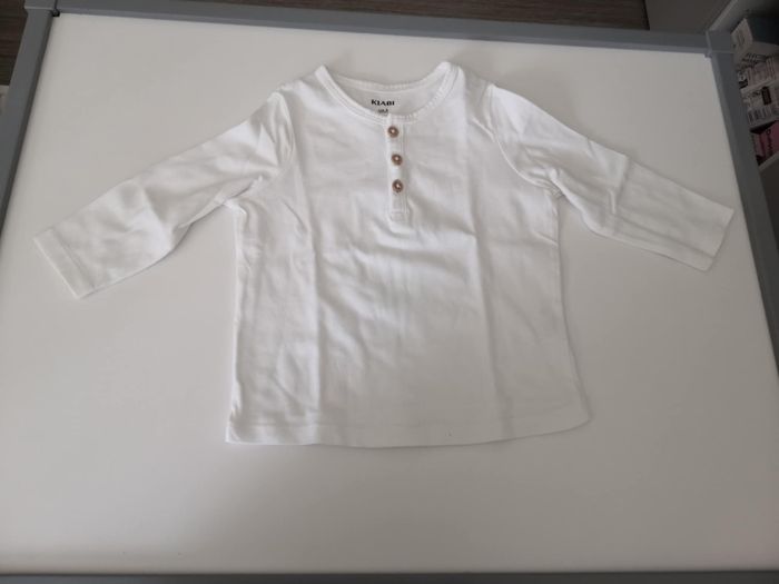 Tee-shirt à col tunisien (Blanc, manches longues) 9 mois (74 cm) Kiabi