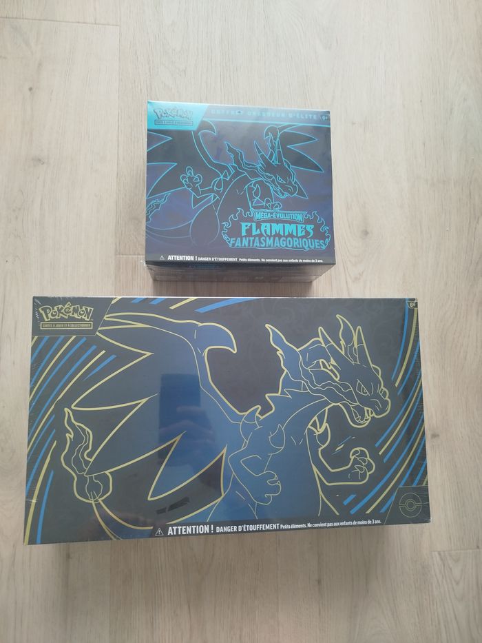 Pack Pokémon : Coffrets Flammes Fantasmagoriques ME02 et UPC Dracaufeu X Ex ME02 – Neuf et scellé