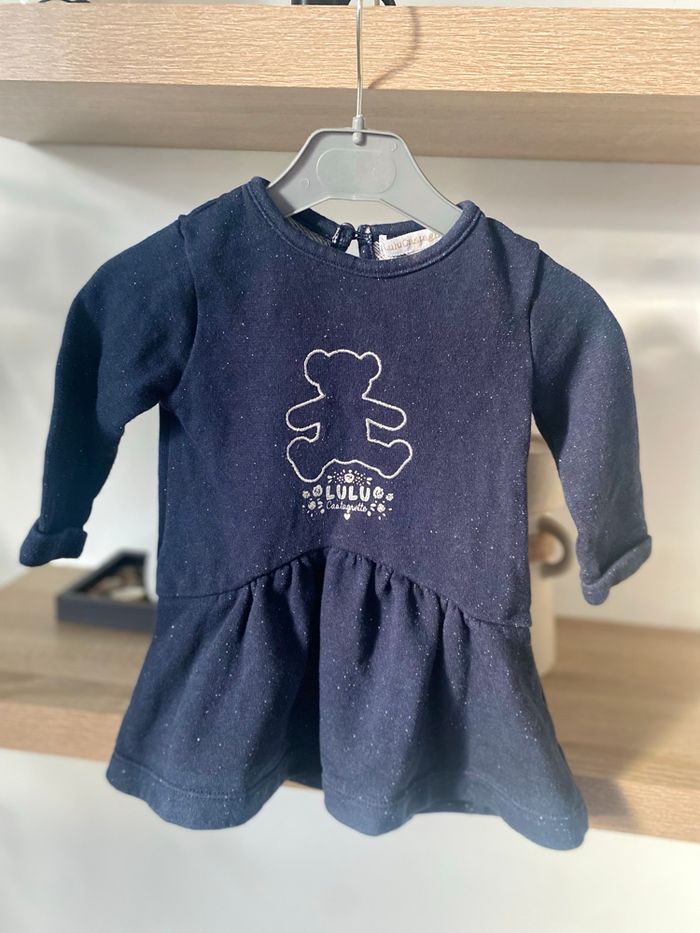 Robe fille bleue marine Lulu Castagnette  6 mois