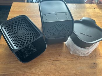 Lot coffre pomme de terre + oignon + collecteur Tupperware neuf