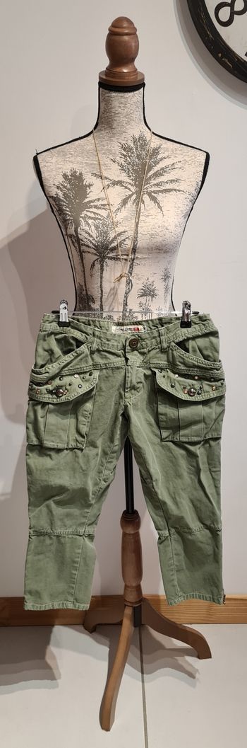 Pantacourt femme kaki Cailixa Jeans taille S