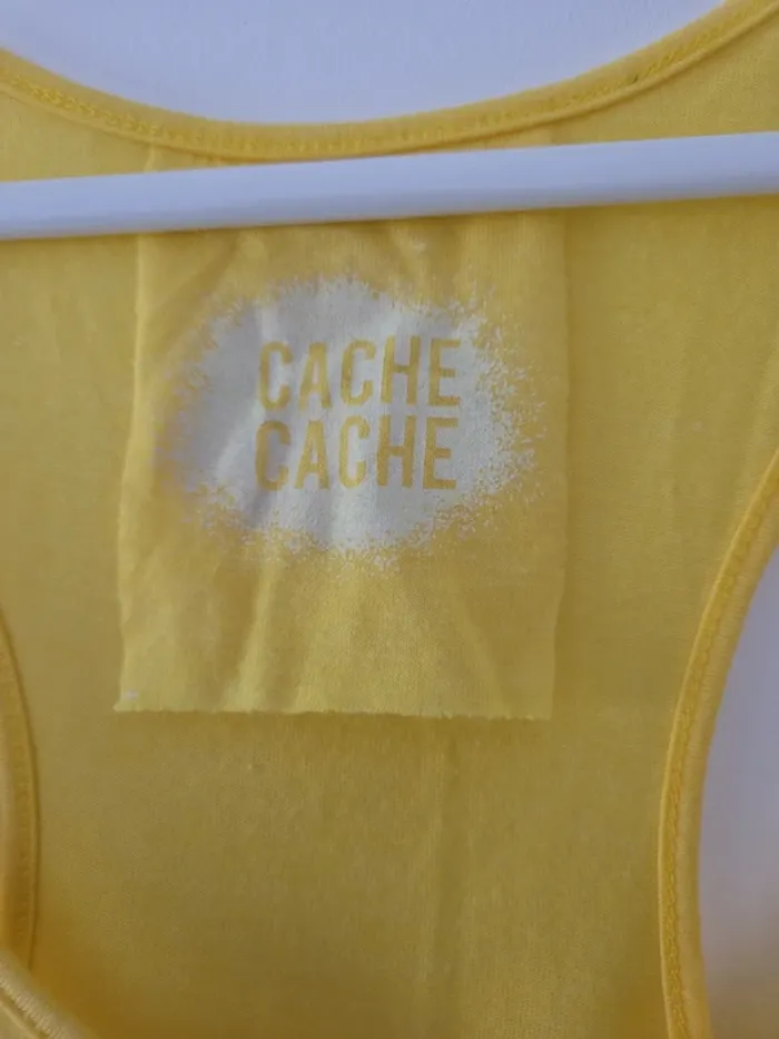 Débardeur femme été jaune motifs TBE taille 4 cache cache - photo numéro 3