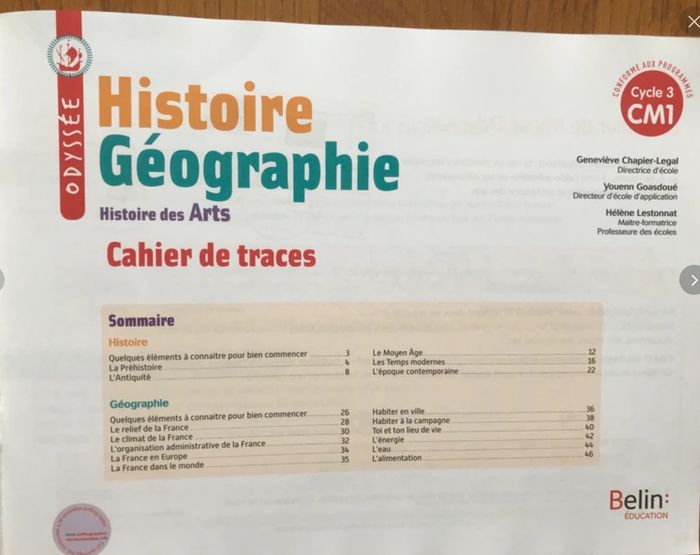 Odyssée Histoire Géographie CM1 - Cahier de traces avec autocollants - photo numéro 3