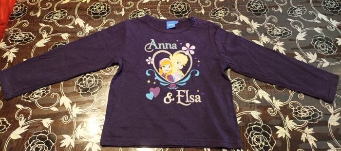 Tee-shirt manches longues violet imprimé Anna et Elsa La Reine Des Neiges