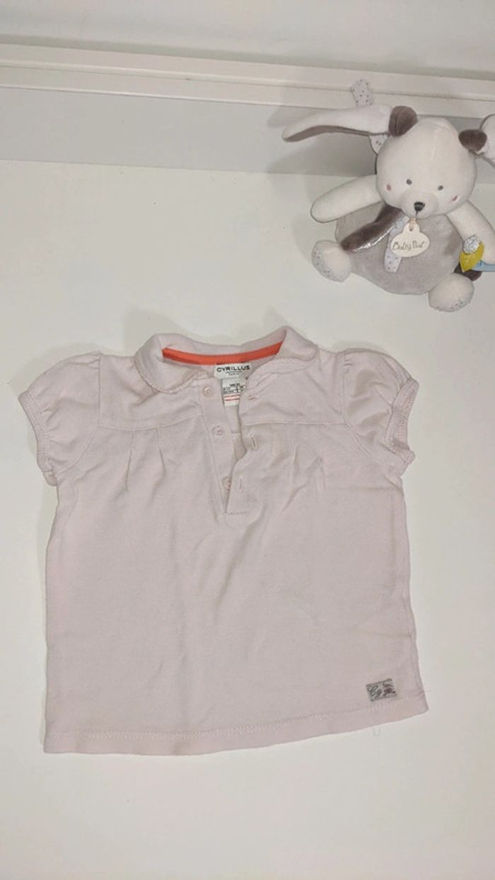 Tee-shirt Polo Cyrillus 18 Mois rose pâle