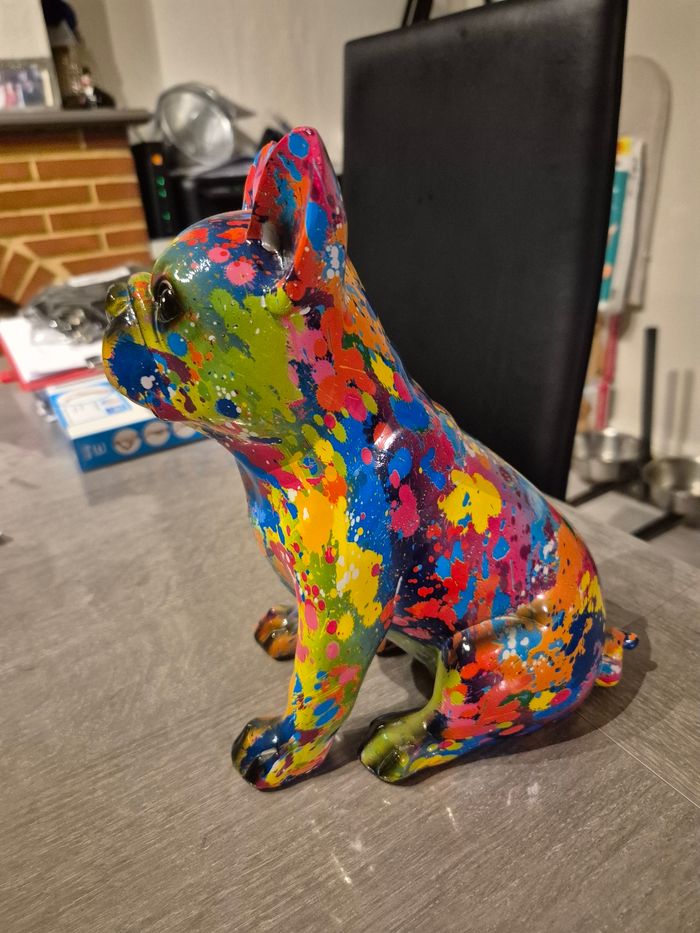 Bouledogue français  multicolore faience - photo numéro 2