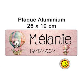 Plaque prénom aluminium personnalisée 26 x10 cm