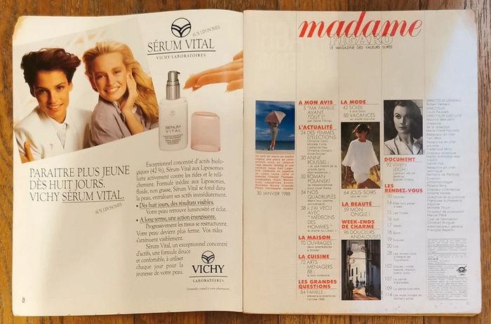 Ancien magazine Madame figaro 1988 N°13505 vintage - photo numéro 2