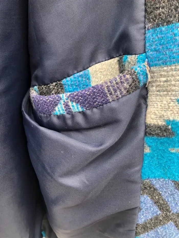 Manteau pure laine bleu Navajo Aztec made in France 🇫🇷 - photo numéro 7
